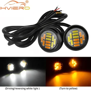 2x 23mm 4014 12smd olho de águia sinal de volta branco amarelo luz do dia à prova dwaterproof água drl nevoeiro lâmpada luzes running ponto backup motor do carro led 12 principais vendas drl e pisca - №5