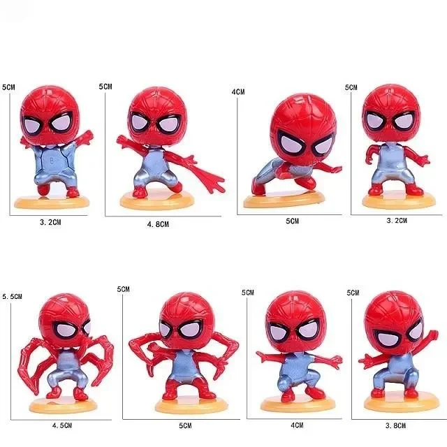 [面白い] 8 ピース/ロットディズニーマーベルスーパーヒーロースパイダーマンアクションフィギュアおもちゃ像コレクションモデル家の装飾子供の最高のギフト