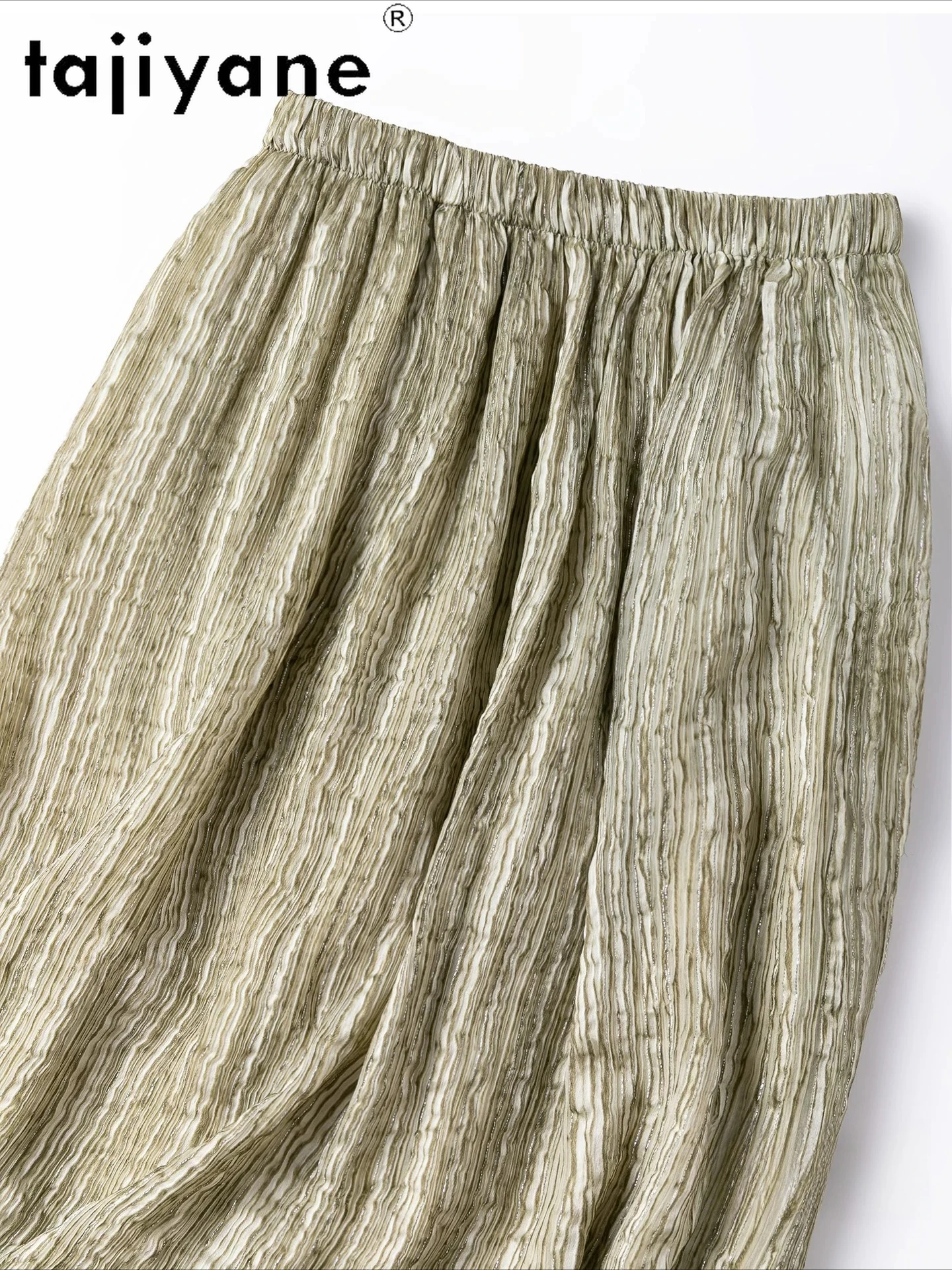 

TAJIYANE 58.2% Mulberry Silk Women's Skirts Moss Green Tie-Dye Straight Skirt Side Slit Long Skirts Summer Woman Clothes 2026 치마