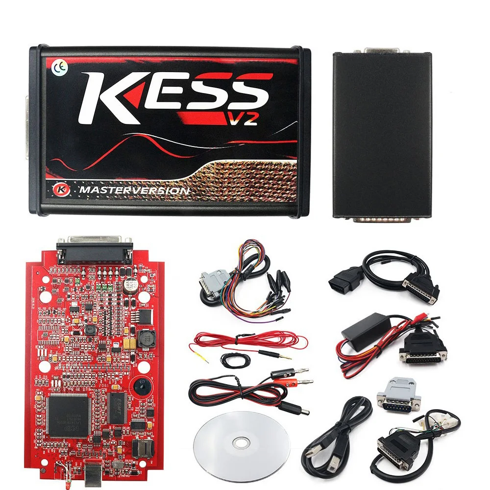 

EU Version ECU Programming Tuning Tool for Kess V2 V5.017 & KTAG V7.020 - OBD2 Car Trucks Master with BDM Software, Red PCB