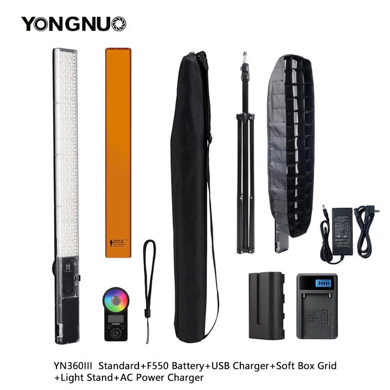 Yongnuo YN360 III YN360III Handheld 3200K-5500K RGB Colorful Ice Stick LED Video Light Tube for Studio Recording Youtube