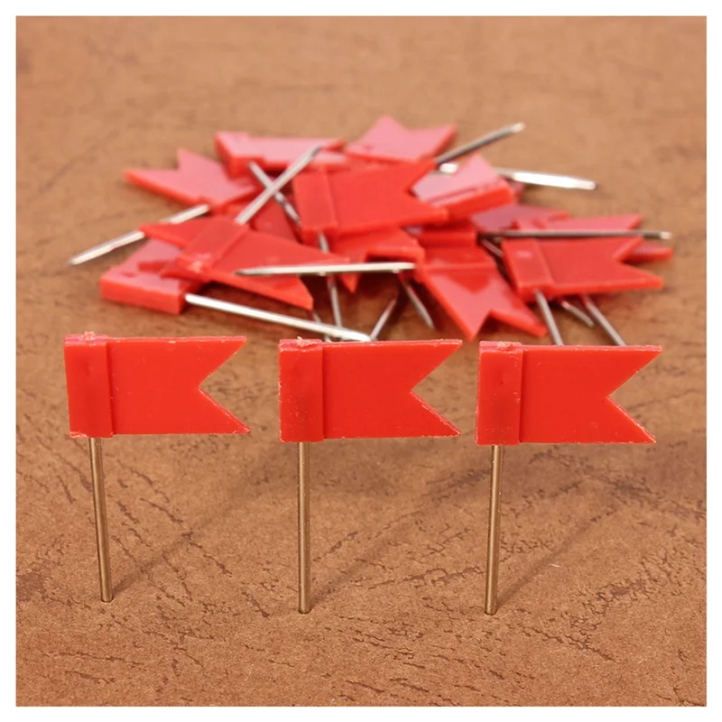 Solid 200 Flag Shape Map Pins Cork Notice Board Drawing Pins Push Pin Red