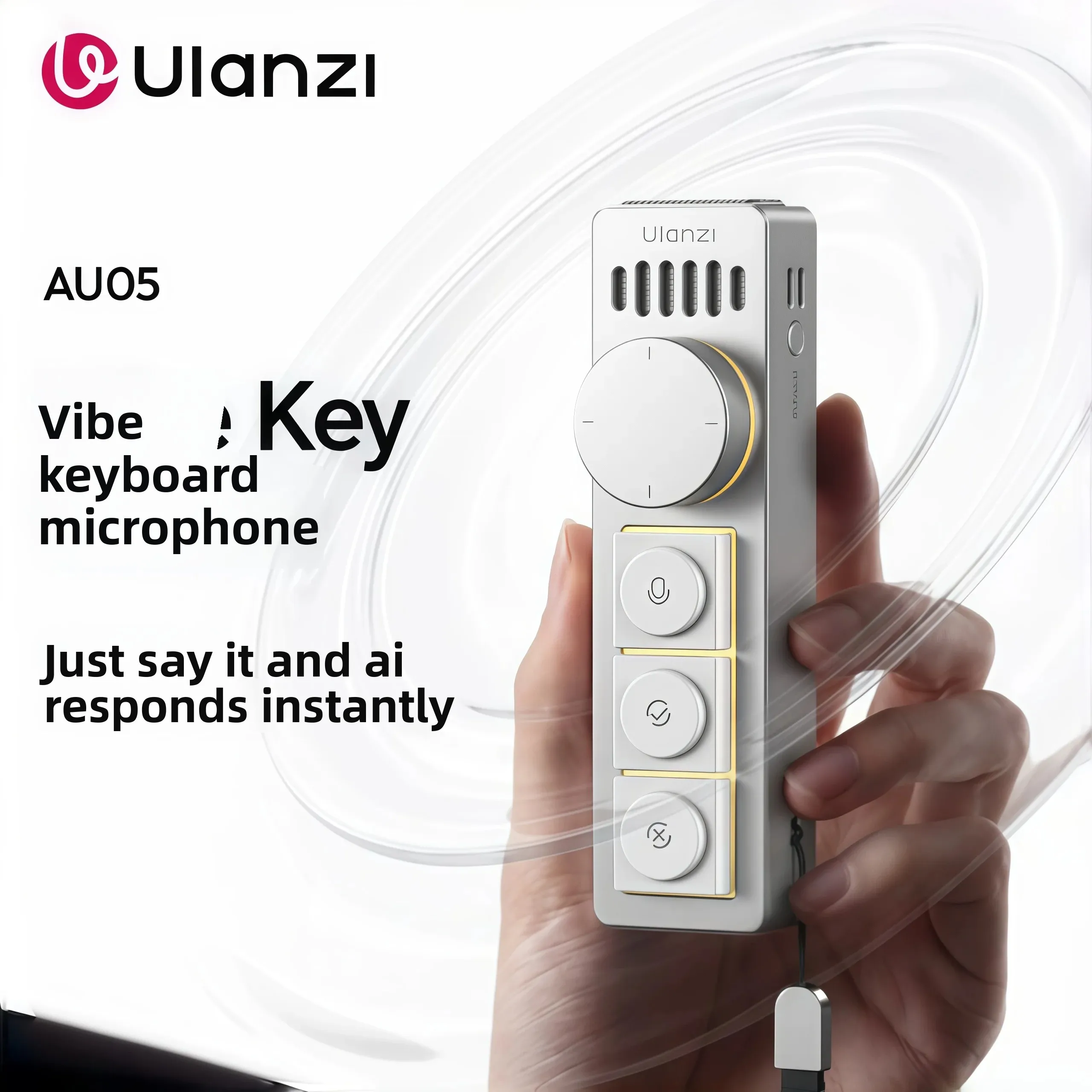 Ulanzi AU05 Vibe Key AI音声入力キーパッド 音声入力キーボード マイク カスタムショートカットキーボード Vibeコーディングプログラミング AI Vibe