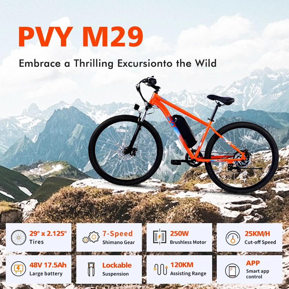 Bicicleta eléctrica PVY 500W para adultos – 29 pulgadas con app - imagen 4