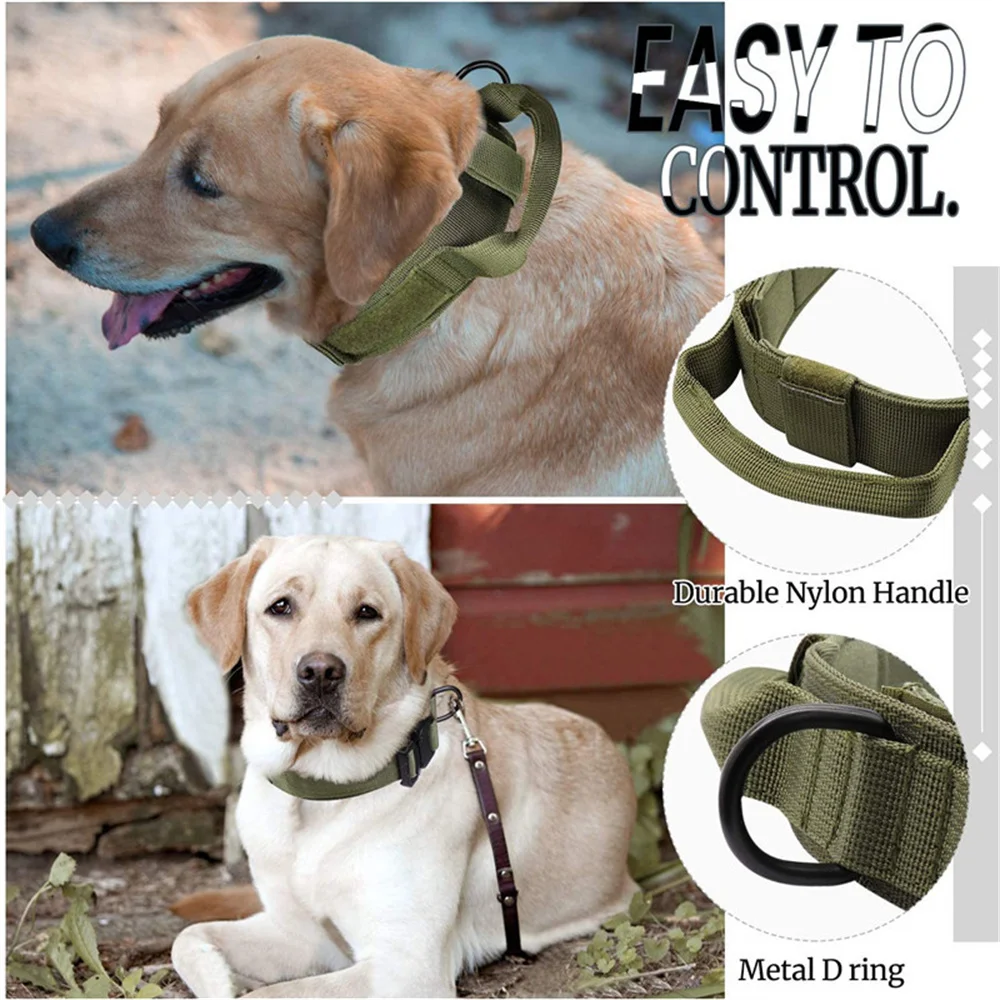 Tactical Collar Pet Collar Nylon Outdoor Dog Traction Adjustable Large and Medium Dog Collar Dog Collar