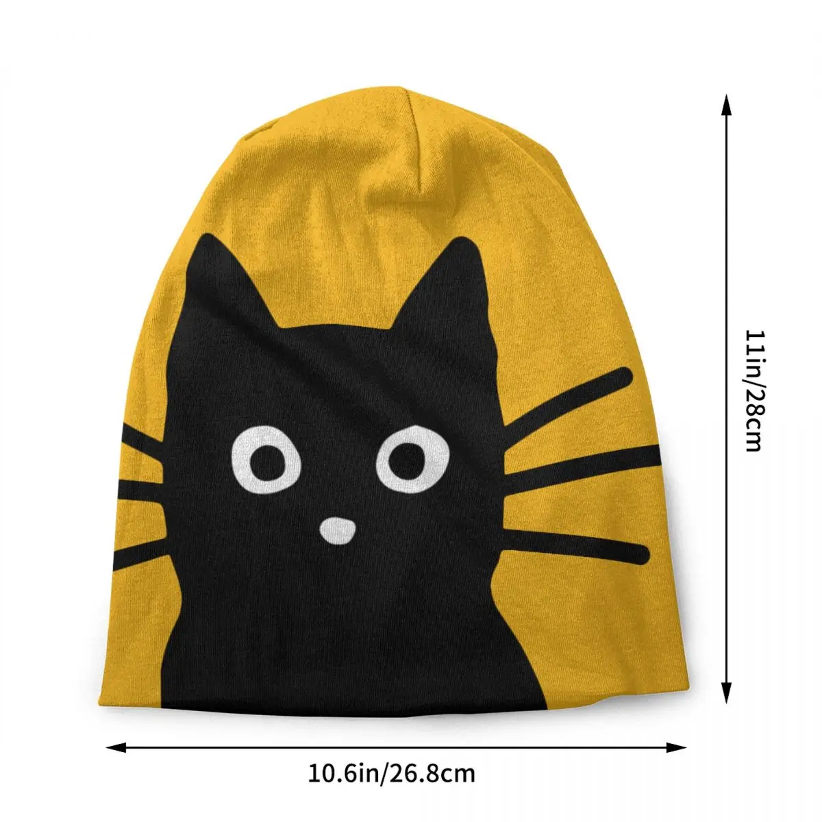 Cute Black Cat Skullies Beanies Caps Streetwear Winter Warm Women Men Knitted Hat Unisex Adult Bonnet Hats