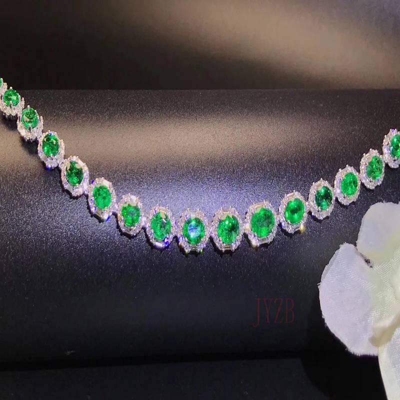 Fine jewelry Stylish natural emerald bracelet design S925 sterling silver party wedding