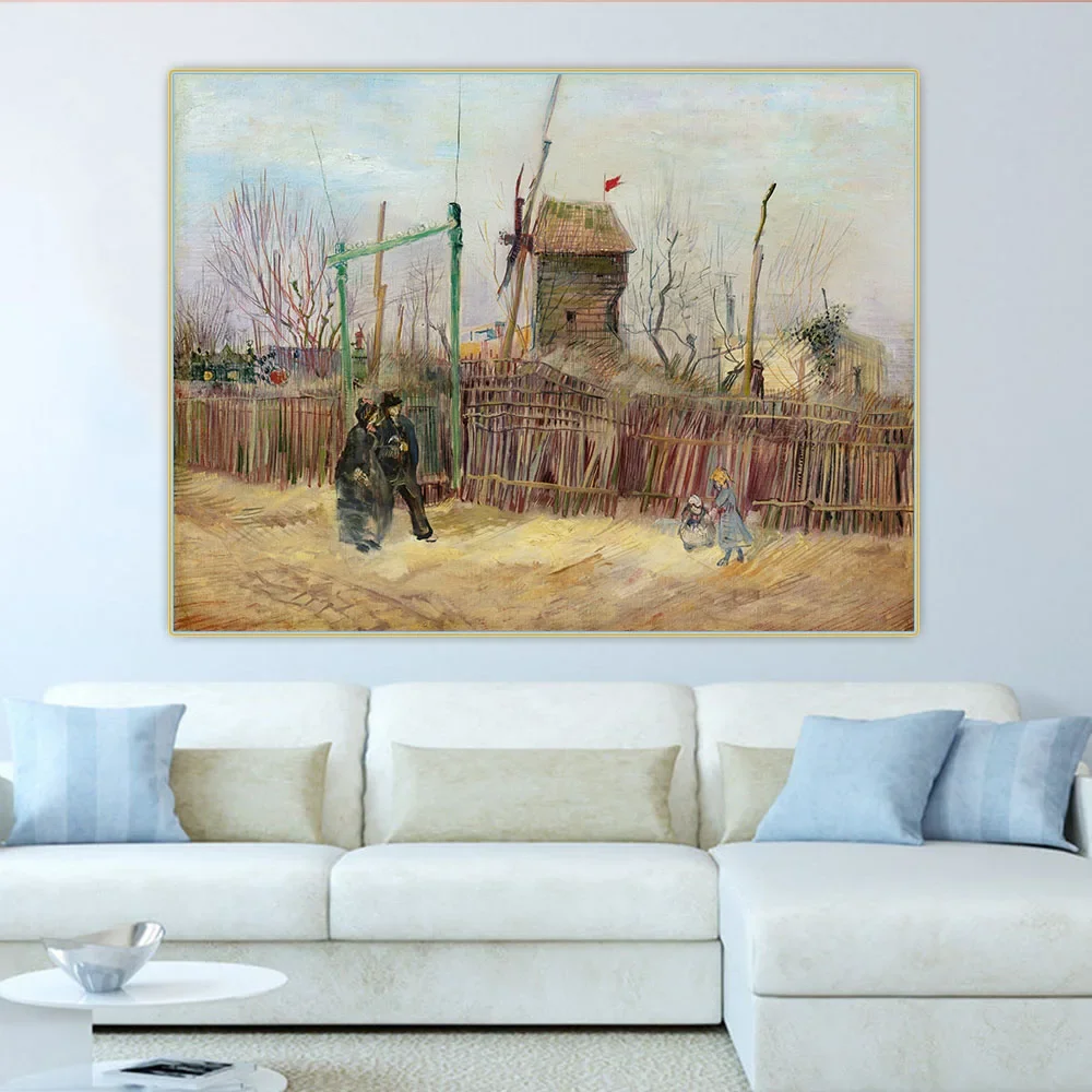 Van Gogh 《escena de calle en Montmartre》 lienzo pintura al óleo obra de arte imagen estética póster decoración colgante de pared decoración del hogar