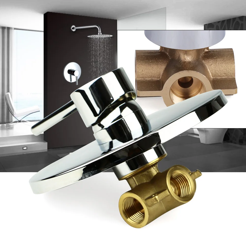 

Sliver Control Mixing Valve Wall Mounted Bathroom Shower Faucet Taps Mixer 1/2” Diameter Anti-pressure Quality handle