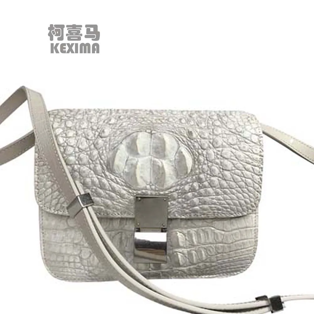 KEXIMA new crocodile bone skin  Small backpack  leisure  fashion  female  Single shoulder bag  Square bag female crocodile flap