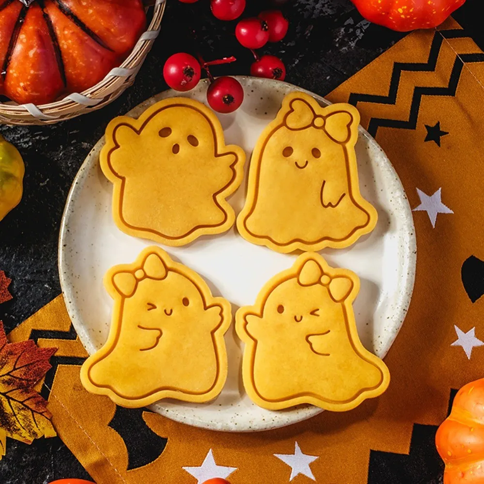 Niedliche Halloween-Geister Ausstechformen für Süßigkeiten und Kekse, Pressbare Gebäckformen für DIY-Küchenbacken