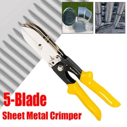 Heavy Duty 5 Blade Sheet Metal Hand Cable Crimper Tool For 24-28 Gauge Duct Work Stove Pipe Crimping HVAC