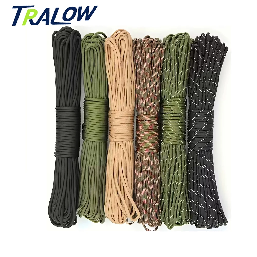 Trohow 7 núcleos 4mm paracord corda de náilon acessórios para acampamento sobrevivência diy fazendo cordão pulseira coleira de cachorro idéia presente
