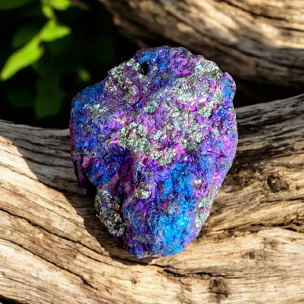 

1pc Raw Chalcopyrite Crystal - Peacock Ore Stone with Iridescent Play-of-Color, Home Decor, Holiday Gift