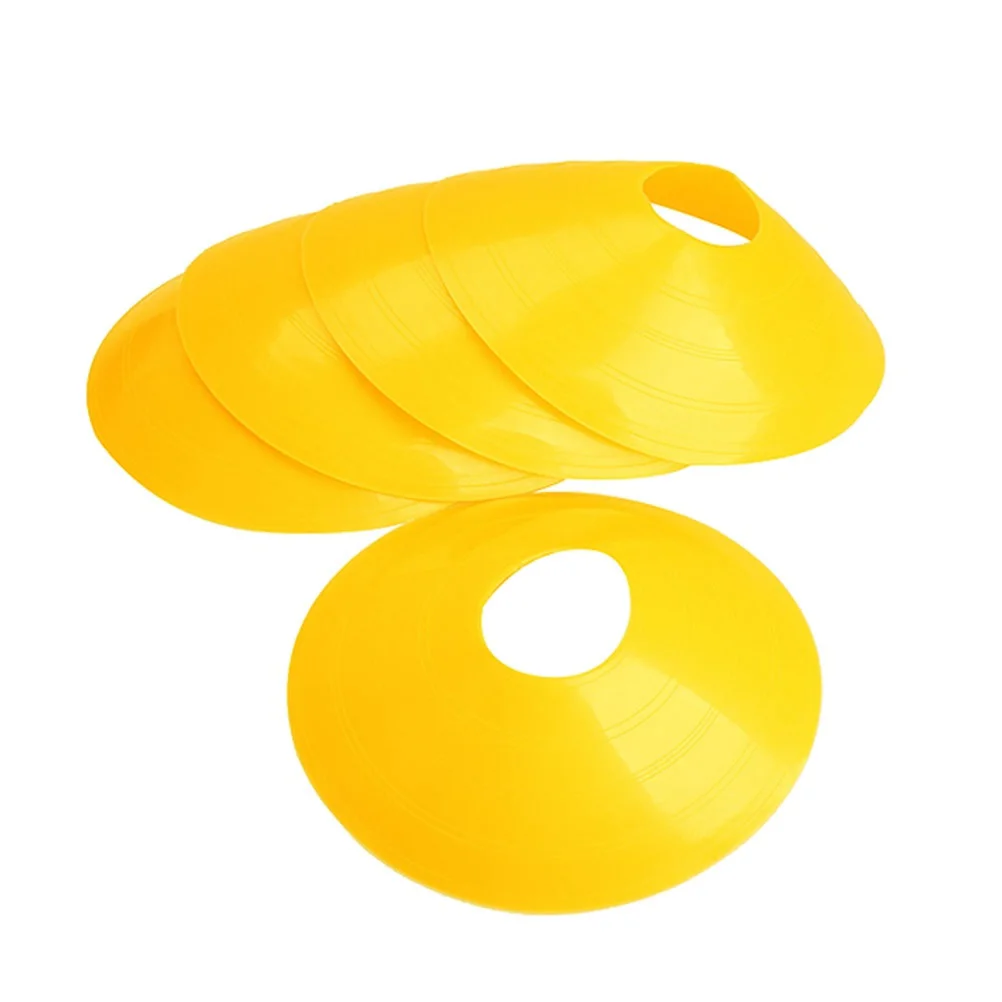 10PCS Football Training Sign Dish Plate Cone Obstacle Marker Tray Football Training Disc Equipment Ordinary Round Mouth (Yellow)