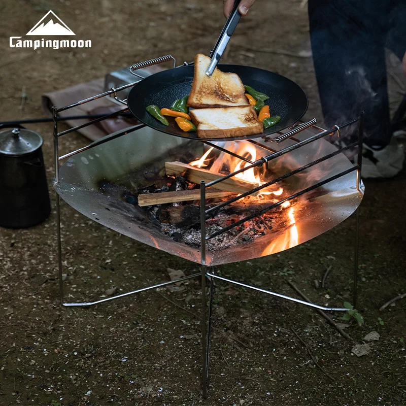 

CAMPINGMOON SOLO-A3 Портативный пожарный стол из нержавеющей стали с регулируемыми мостами Складной гриль для кемпинга и барбекю для приготовления пищи на открытом воздухе