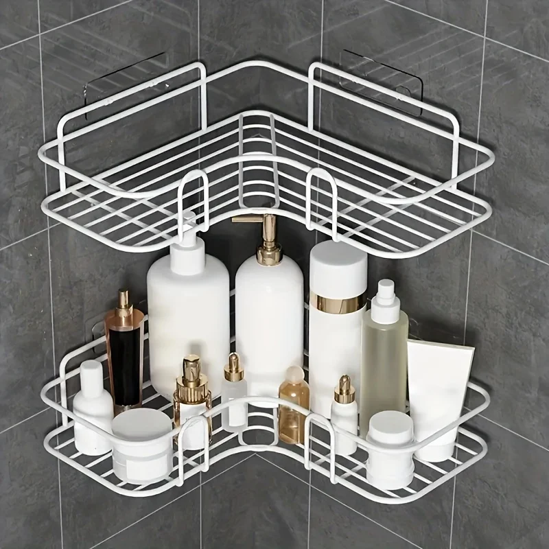 1PC Bathroom Corner Shower Rack Organization For Bathroom Stainless Steel  Accessories Storage Shelves Shampoo Holder