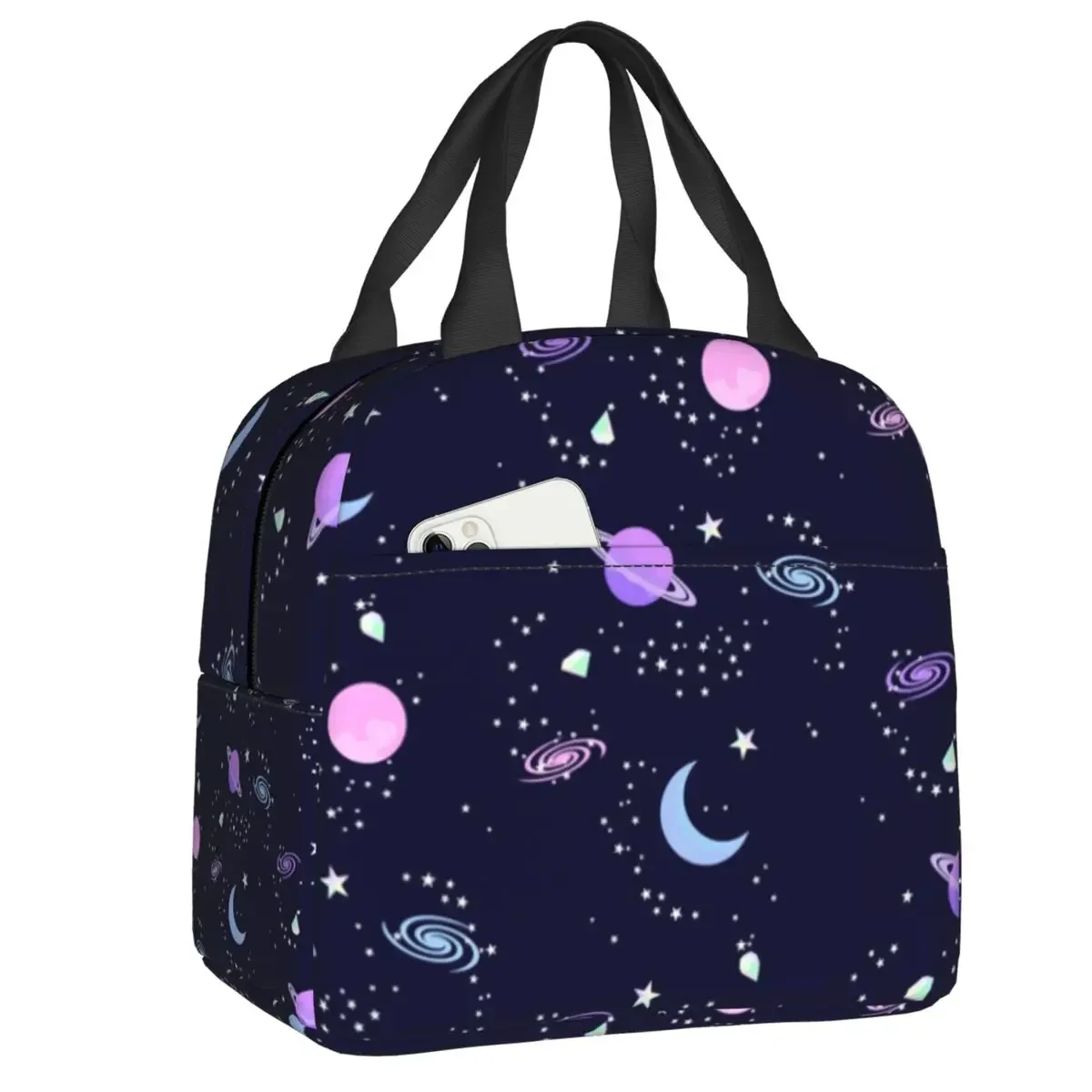 Crystal Galaxy Portable Lunch Boxes Women Leakproof Star Universe Thermal Cooler Food Insulated Lunch Bag Office Work