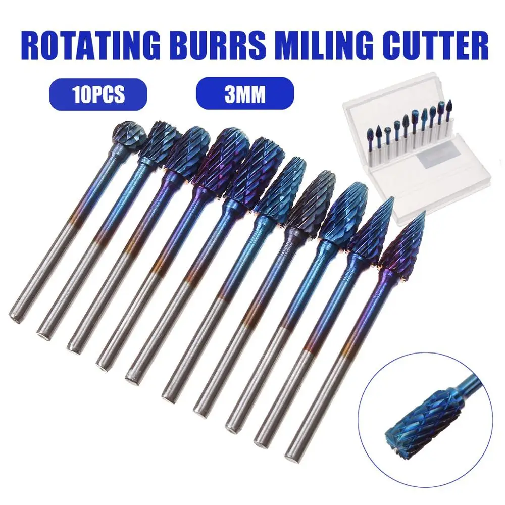 

10Pcs 3mm Tungsten Carbide Engrave Rotary Drill Grinding Head Nano Carving Tool