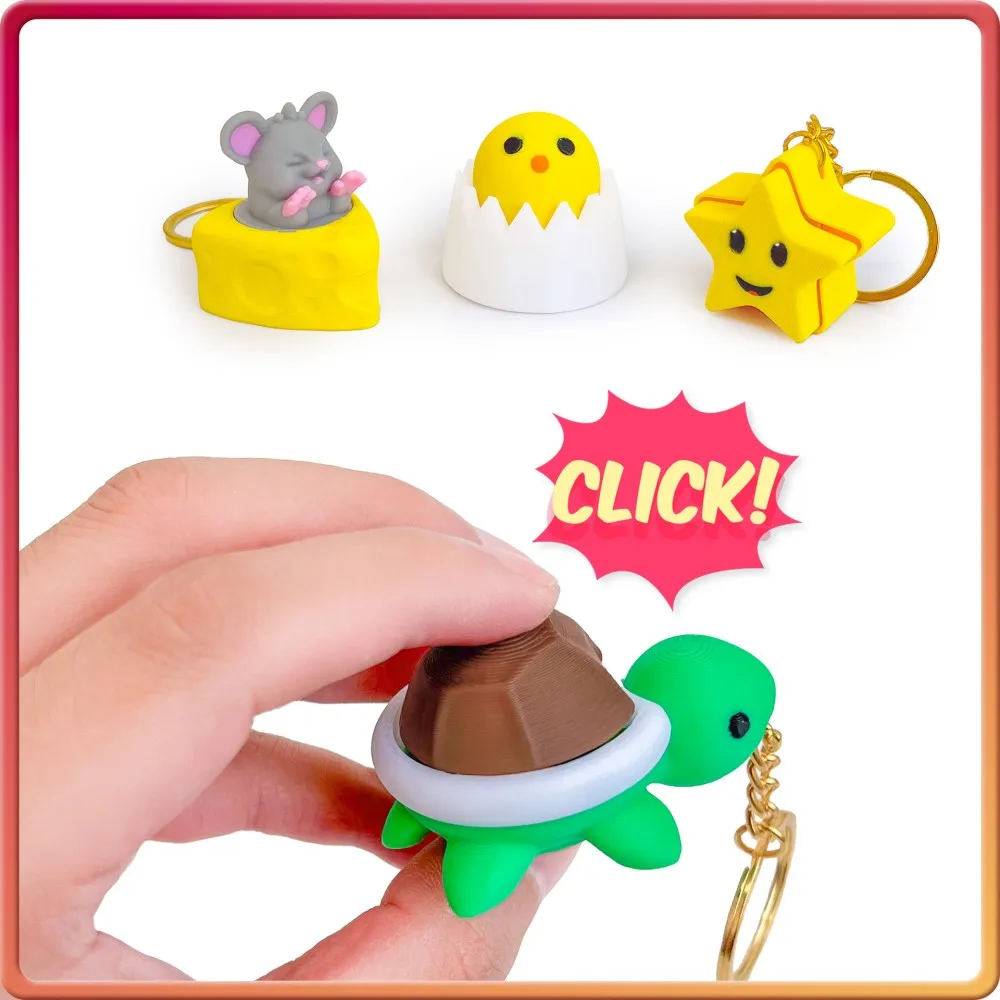 Novelty 3D Printed Turtle Clicker Clicker Button Stress Relief Decompression Keycap Gadget  Pendant Gift