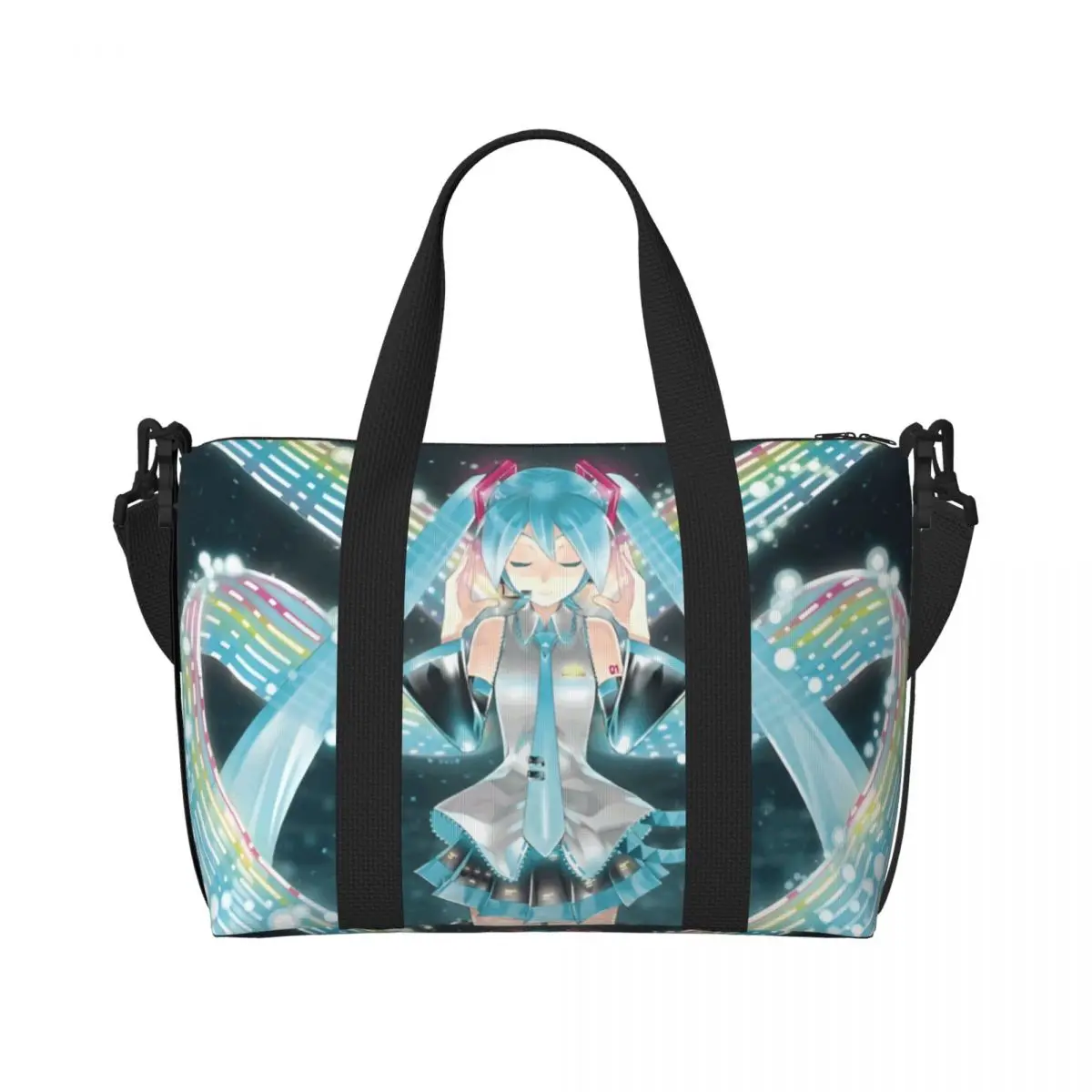 

Большая женская сумка-тоут с изображением Хатсунэ Мику, певицы, музыкальной аниме-персонажа, для покупок, на плечо, для пляжа, спортзала, путешествий