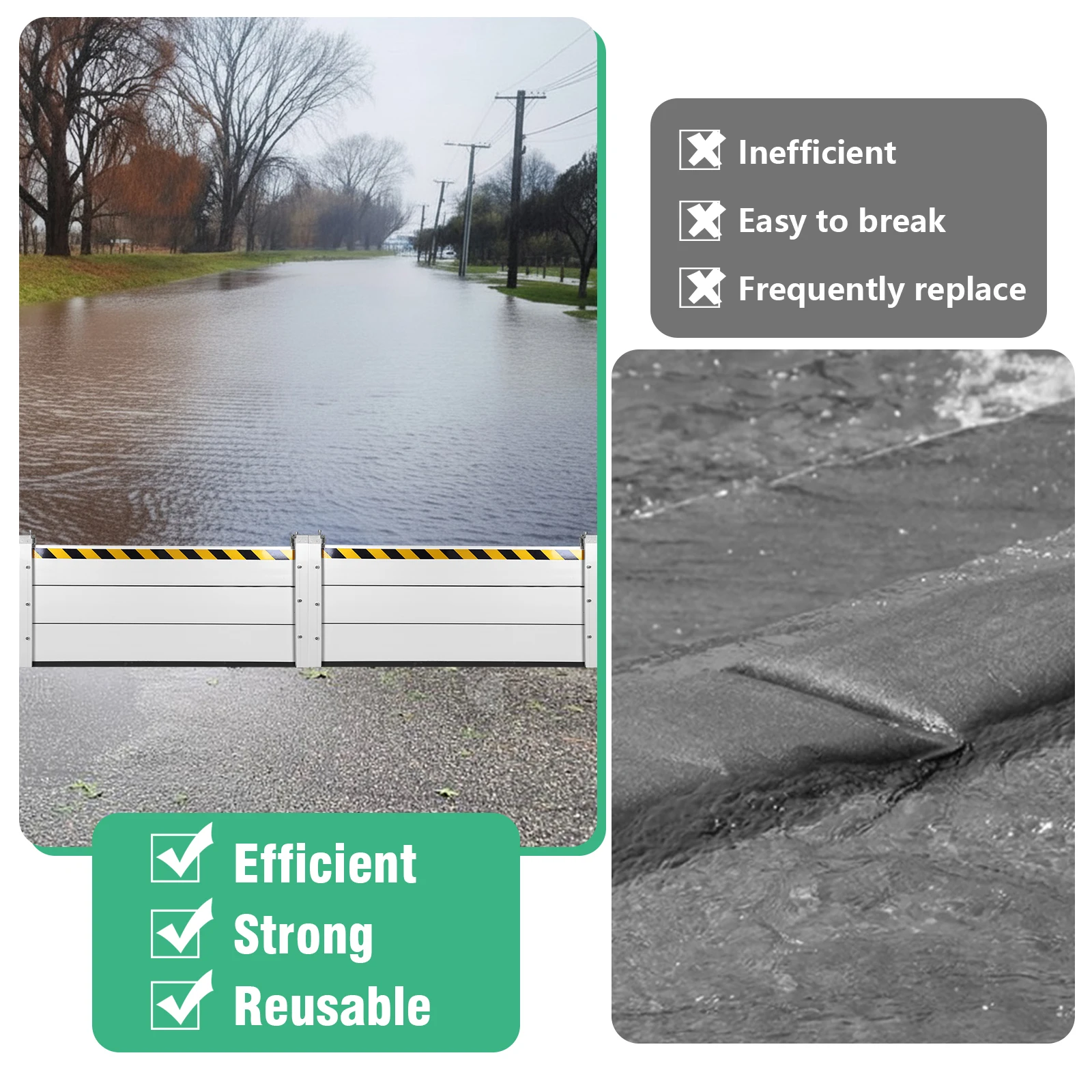 

Household Flood Panel Shield Reusable Multi-Purpose Flooding Baffle Gate Stackable for Gates/Subways/Factories/Garages/Roads
