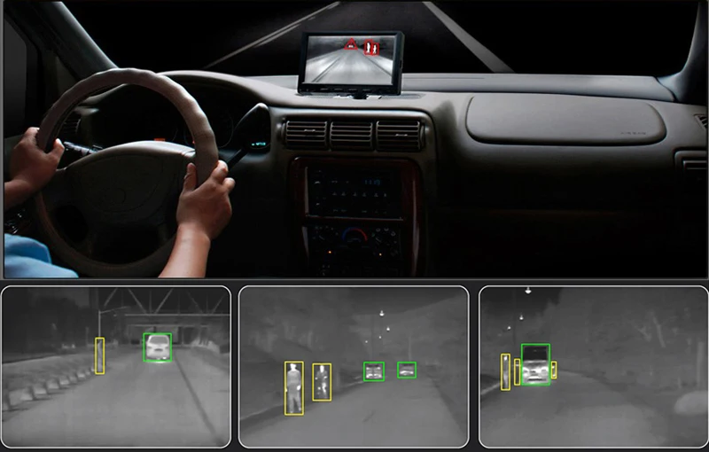 IP67 Vehicle Mounted AI Recognition Anti Fog Night Vision Driving Infrared Thermal Imaging Camera