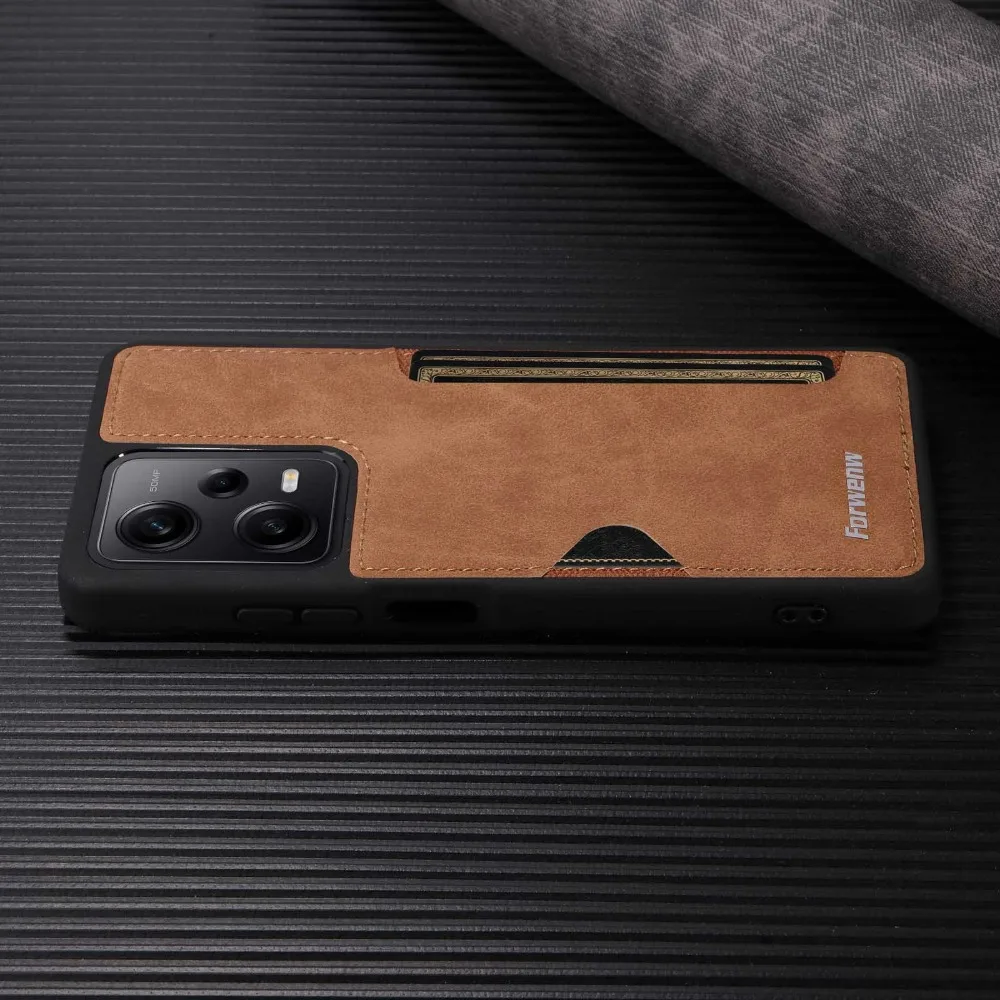 Retro Card Holder Phone Case for Xiaomi Redmi Note 12 12C Redmi Note 12 11 Pro X5 Pro Wallet PU Leather Protective Cover