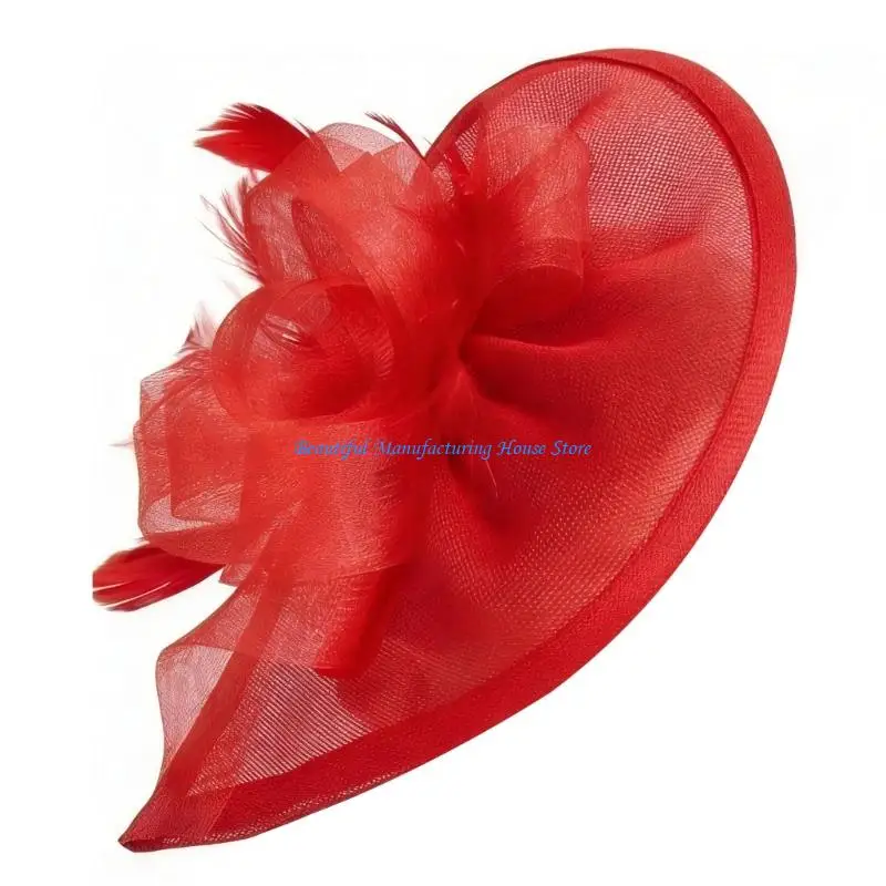 E56A Traditional Fascinator Derby Bridal Hairpiece with Soft Tulle and Hair Clip