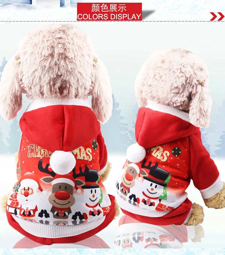 Dog Winter Warm Pet Clothes Christmas Clothes  for Small Medium Dogs Elk Santa Claus Dog  Coat Hoodies Christmas Dogs Costume