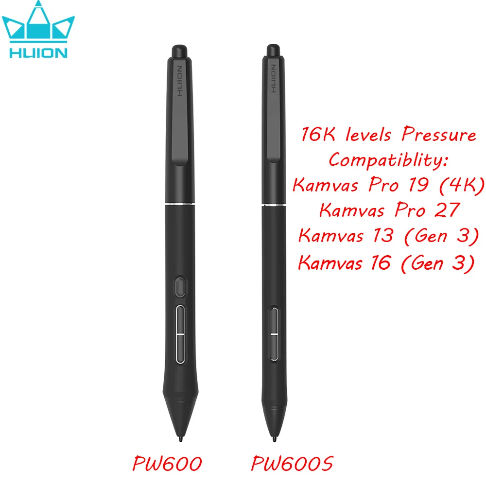 Huion PenTech 4.0 Battery-free Pen PW600S PW600 16K Levels Pressure for Pen Display Kamvas Pro 19 Kamvas Pro 27 Kamvas 13 (Gen 3