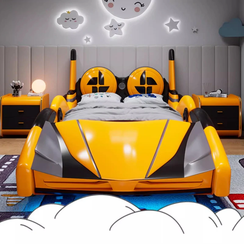 180x200cm sports car car bed children's bed boy creative multi-function with guardrail solid wood leather bed bedroom set modern