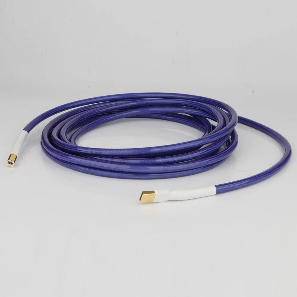 High-end Copper USB Audio Cable Data USB Line DAC USB Hi-Fi Cable A-B Plug(2.0) USB Wire Diameter is About 8mm for Laptop