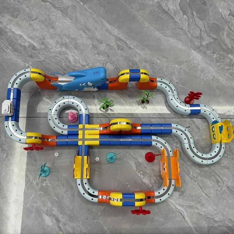 新しい海洋シリーズ子供用電動磁気浮上列車線路キューブビルディングブロック3D男の子DIY磁気組み立ておもちゃ車