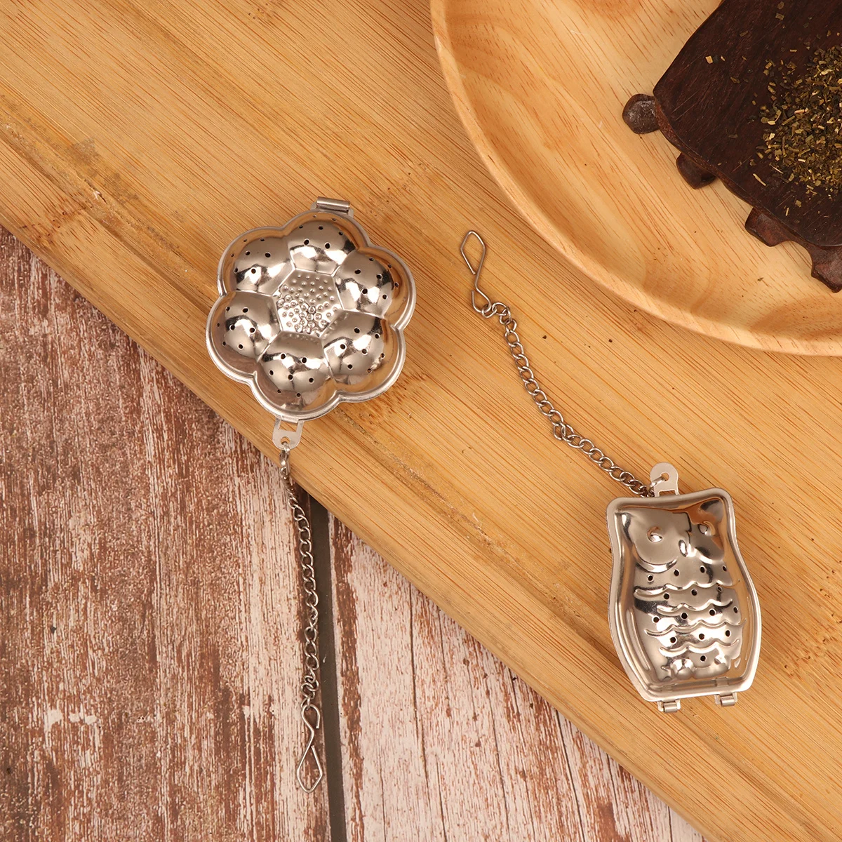 

2pcs Stainless Steel Infuser Reusable Fine Mesh Loose Leaf Tea Filter For Black Green Oolong Herbal Chamomile Chai Spices Tea