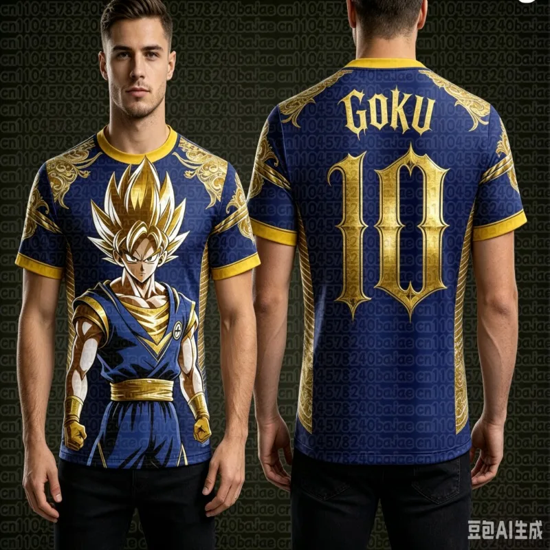 T-shirt de sport unisexe pour enfants et adultes, imprimé 3D Dragon Ball rétro, coupe oversize, manches courtes, collection été 2026
