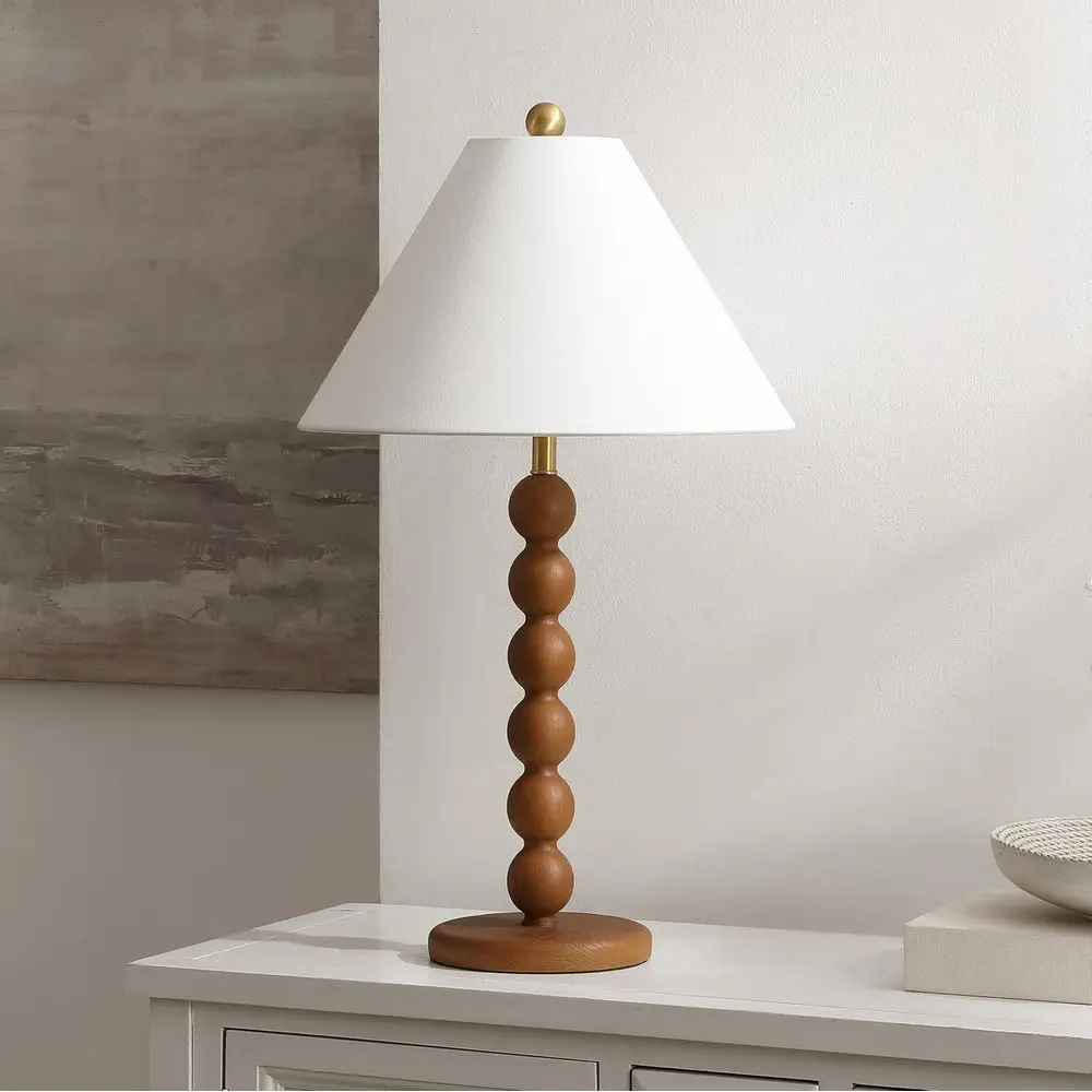 Natural Brown Resin Stacked Ball Table Lamp, 27-inch, LED Bulb Included, Suitable for Bedroom, Living Room, Home Office, Desk, N view 4