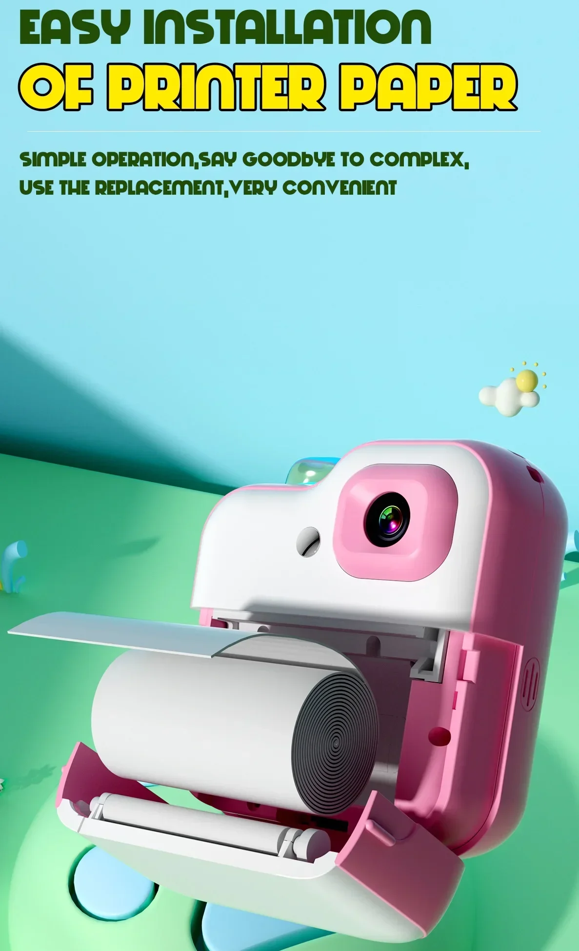 Children's Portable Cartoon Instant Print Camera Mini Thermal Print Outdoor Parent-Child Memory Recorder Camera Toy