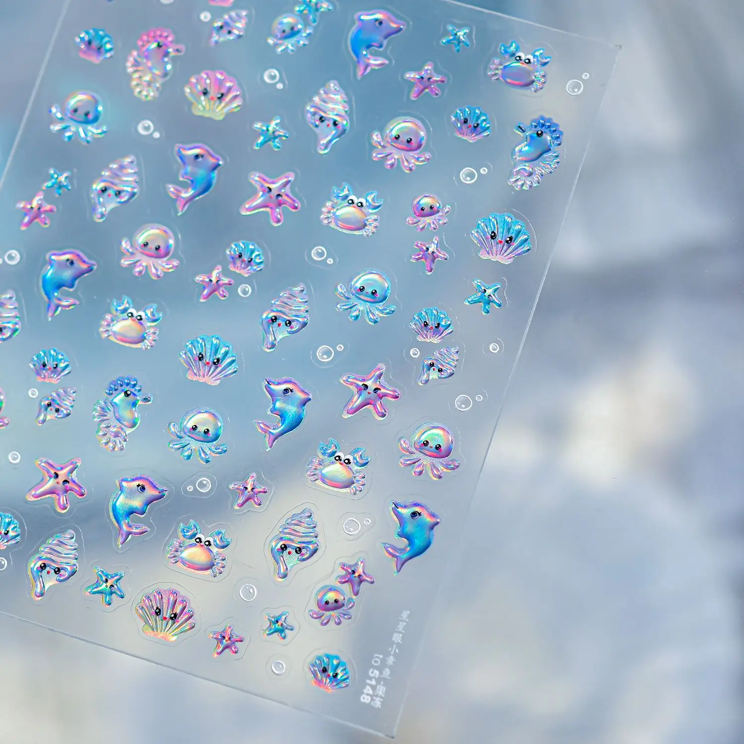 Playful Bubble the Fat Tiny Fish Nail Art Sticker Unique 5D Colorful Ocean Themed Self Adhesive Decoration Manicure Decal DIY