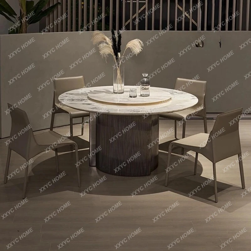 AANatural White Marble Dining Table High-end Villa Large Flat Floor Custom Luxury Stone Round Dining Table