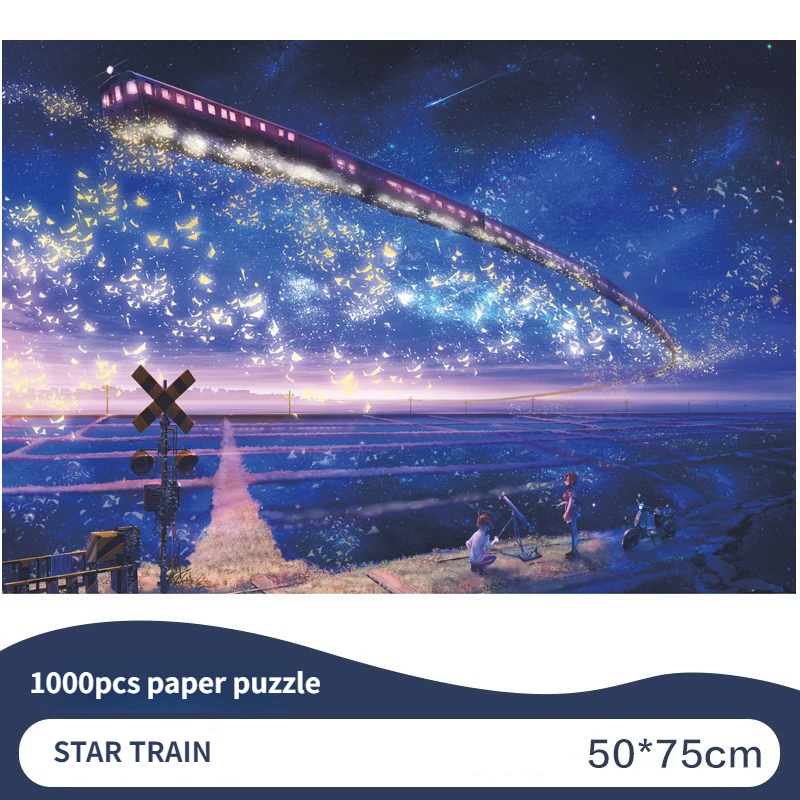 75*50cm Adult Paper Jigsaw Puzzle 1000PCS Star Train Landscape Series Stress Relief Children Educational Entertainment Toy Gifts