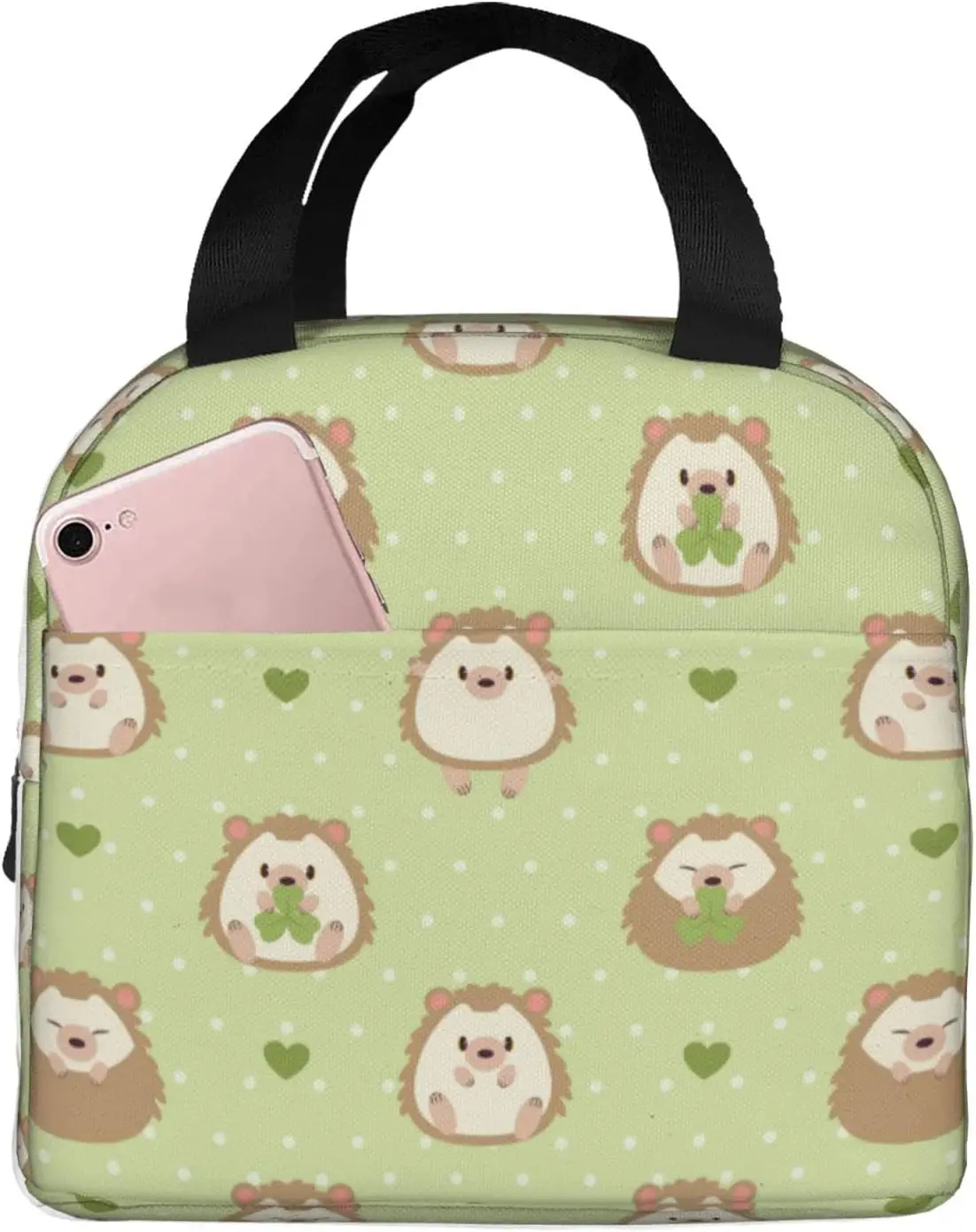 

Lunch Bag Cute Hedgehog And Grass In The Garden Insulated Lunch Box Back To School Reusable Bags Meal Portable Container Tote