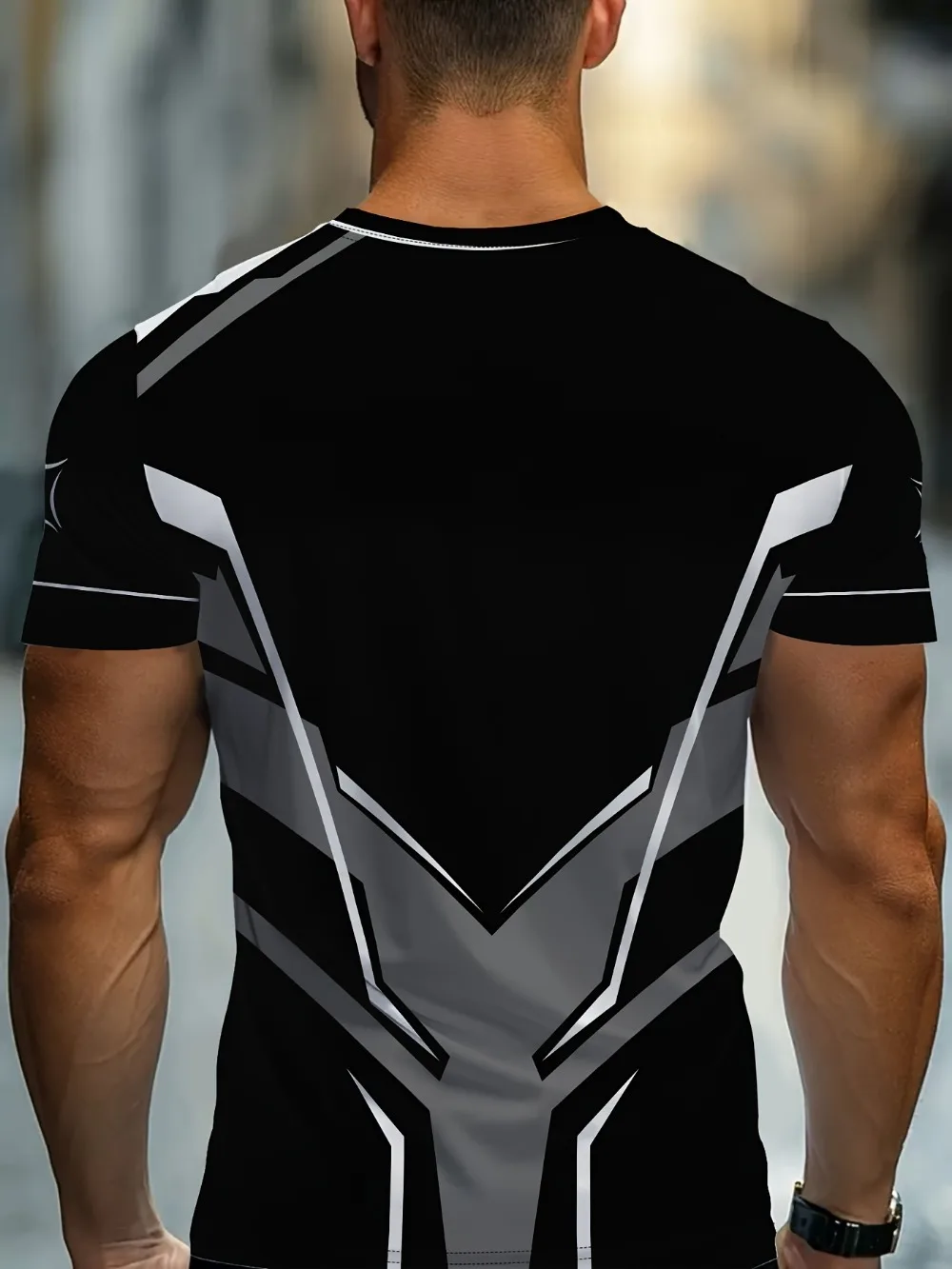 Functional Style Geometric Lines 3D Printed Men's T-shirt Fashion Breath Quick-drying Outdoor Sports Leisure Short-sleeved Shirt