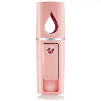 เครื่องพ่นละอองเครื่องอบไอน้ำสำหรับผิวหน้าขนาดเล็กขนตาปลอมใส่หน้าพร้อมกระจกสีชมพูแบบพกพา