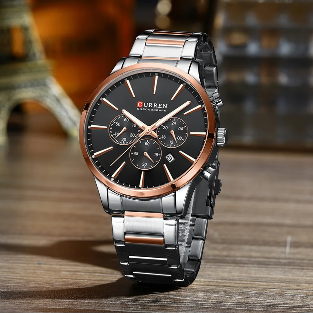 

CURREN Quartz Watch For Men Casual Business Watch Chronograph Waterproof Calendar Stainless Steel Strap Men Watch Montre Homme