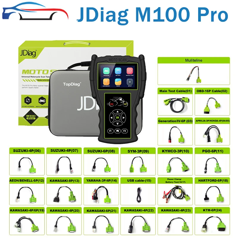 JDiag M100 Pro Motorcycle Diagnostic Scanner OBD2 Fault Diagnostic Tool Motorbike Code Reader For BMW Kawasaki Yamaha Suzuki KTM