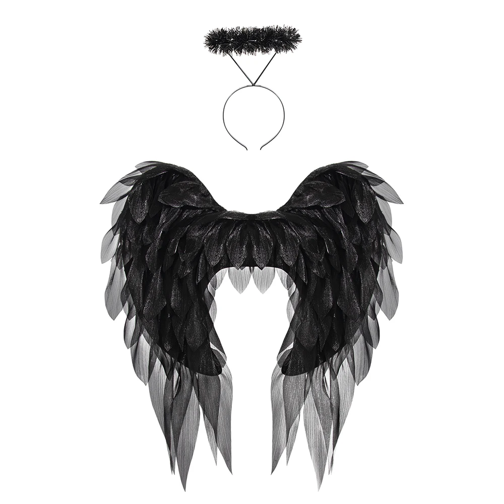 Ala d'angelo Vera piuma Ali da fata Fascia per capelli Festa di ballo di Halloween Natale Masquerade Carnevale Costume cosplay Ala per fotografia