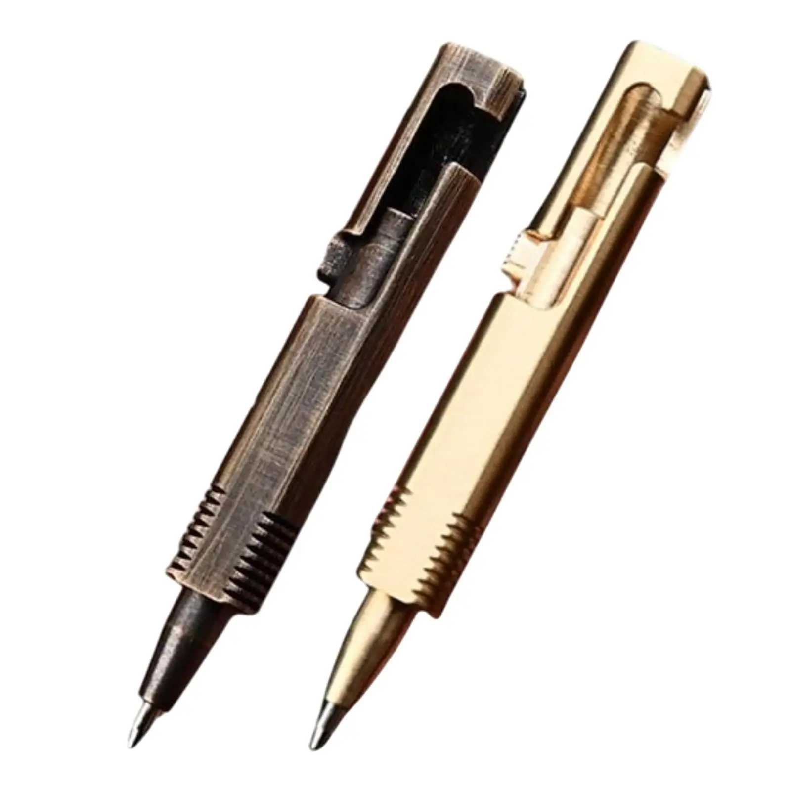 

Brass Compact Pocket Pen Compact Creative Smooth to Write Traveling Everyday Use Office Working Retractable Black Ink Pen