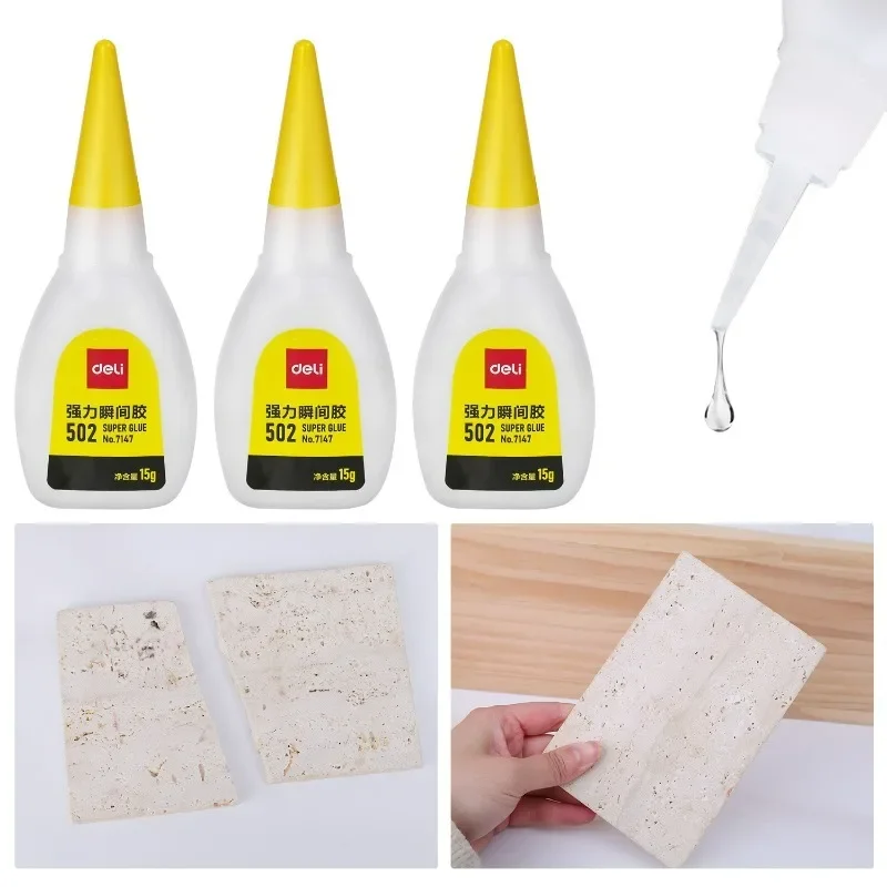 1-10Pcs Deli 502 Super Glue Instant Quick-drying Cyanoacrylate Adhesive Leather Rubber Wood Metal Strong Bond Liquid Glue Tool