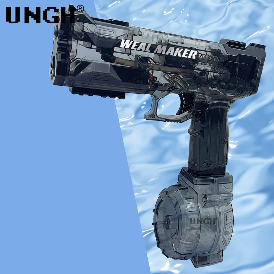 UNGH Automatic Water Gun Electric UZI Pistol Shooting Toy Summer Beach Toy For Kids Children Boys Girls Adults Water Fight Game